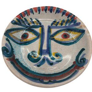 Giovanni Desimone Pottery Italian Hand Painted Ceramic Plate of Abstract Face -